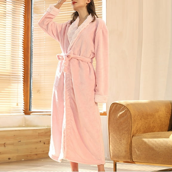 Neewe Premium Women's Robe Plush Soft Long Bathrobe Warm Shawl Collar Spa Robe