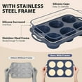 thumbnail image 3 of Jumbo Silicone Muffin Pan with Metal Frame, Non Stick Silicone Cupcake Pan with Handles 6 Cup, BPA Free Silicon Muffin Tin Tray Extra Large for baking, egg bites, Cupcake Mold Grey, 3 of 10