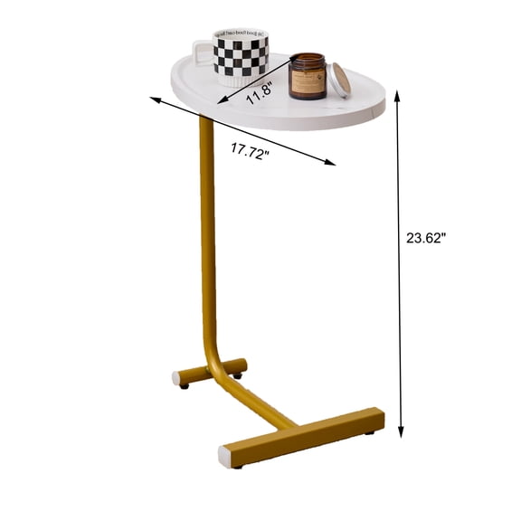 White C-Shaped Side Table - Stylish Small End Table for Living Room, Bedroom, and Couch | Perfect Bedside & Sofa Side Table for Small Spaces