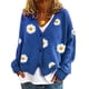 thumbnail image 3 of Suéter de mujer europeo y americano de otoño e invierno, cárdigan de punto suelto bordado con cuello en V y manga larga, abrigo grueso para mujer, 3 of 5
