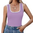 thumbnail image 2 of Summer Sleeveless Color Block Women Square Neckline Tank Tops Slim Vest Camisole, 2 of 5