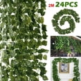 thumbnail image 2 of POINTERTECK 12PCS Artificial Green Leaf Garland Plants Green Vine Fake Foliage Decoration for Home Plastic Simulation Rattan Leaves, 2 of 11