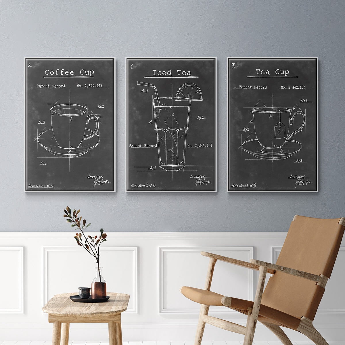 Morning Routine I - Framed Premium Gallery Wrapped Canvas L Frame 3 Piece Set - Ready to Hang