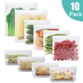 thumbnail image 1 of Yeacher PEVA Food Storage Bags 10 Packs Leakproof Eco-friendly Reusable Food Storage Bags for Vegetable Fruit Snack Lunch, 1 of 6