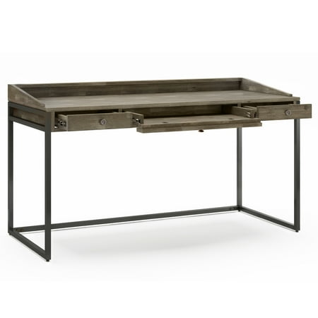 Simpli Home - Ralston Rectangular Modern Industrial Solid Acacia Wood 2-Drawer Table - Distressed Gray