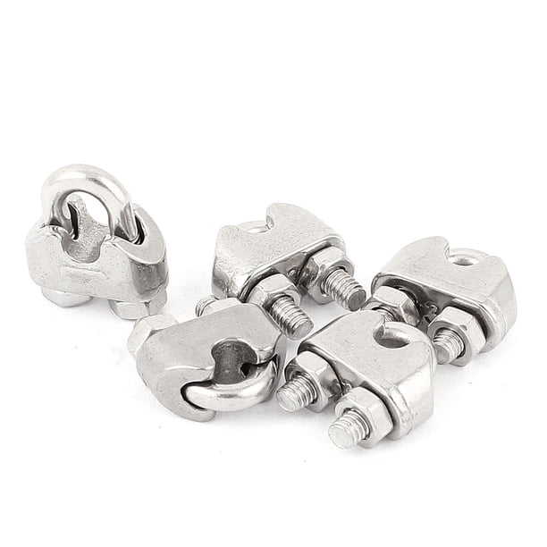 5 Pcs 3mm 1/8" Abrazaderas de cable de acero inoxidable