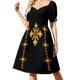 thumbnail image 3 of Vestido de manga corta con estampado de olas en azul océano, elegante y chic, para mujer, promoción de verano, coreano., 3 of 7