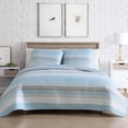 thumbnail image 2 of Beatrice Home Fashions, Coralinn Stripe 3PC Quilt Set, Full/Queen, Blue/Gray, 2 of 6