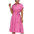 thumbnail image 2 of Baikeli Cheap Spring Dresses for Women 2024 Summer Dresses for Women 2024 Lapel Neck Sundress Bandage Tunic Outfits Solid Color Dresses Beach Vacation Dress Womens Summer Dresses, 2 of 6