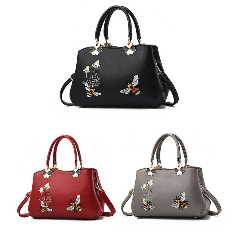 Fashion Women Handbags Embroidered Handbag New Look Cross-Body Bags for  Ladies Satchel Shoulder Bags,Black 