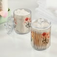 thumbnail image 2 of Yayeee 4 Pack Qtip Holder Bathroom Cotton Swab Canister with Lid Clear Dispenser Set, Pink Flower, 2 of 6