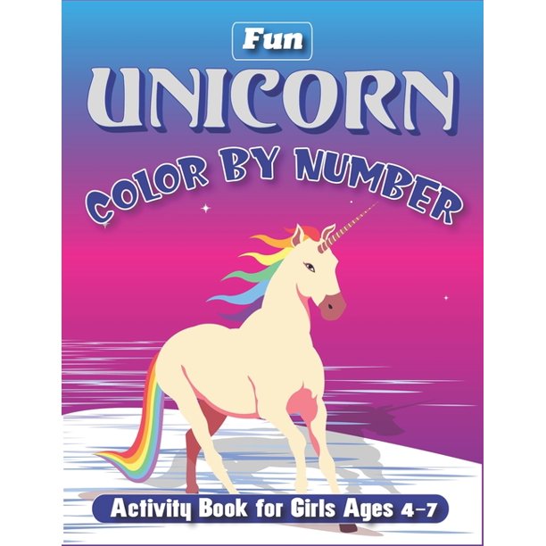 fun unicorn color by number activity book for girls ages 4