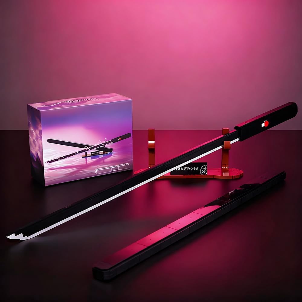 Magic Holy Sword Building Block Set, 431 PCS Katana Model Kit for Cosplay Collection, DIY Anime Sword Weapon Construction Toy with Scabbard and Stand