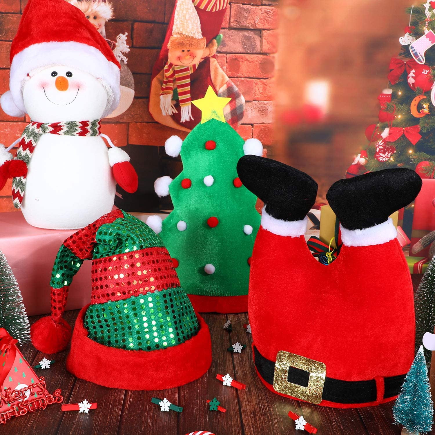 4 Pieces Christmas Hats Santa Hat 