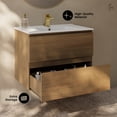 thumbnail image 3 of Liberte 30" Wall-Mounted Bathroom Vanity in Brown Oak with Sink Top, 3 of 10