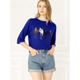thumbnail image 3 of INSPIRE CHIC Woman's Drop Shoulder 3/4 Sleeves Horse Print Loose Tops, 3 of 6