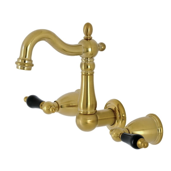 Kingston Brass KS1227PKL Duchess Double-Handle Wall Mount Bathroom Faucet, Brushed Brass