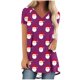 thumbnail image 2 of Puntoco Blusa de cuello en V con mangas raglán cortas y espalda larga con estampado navideño informal a la moda para mujer, 2 of 5