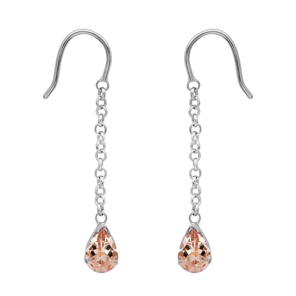 925 Sterling Silver Morganite Long Chain Dangle Women Women Valentines Day Gifts Engagement Earrings Jewelry