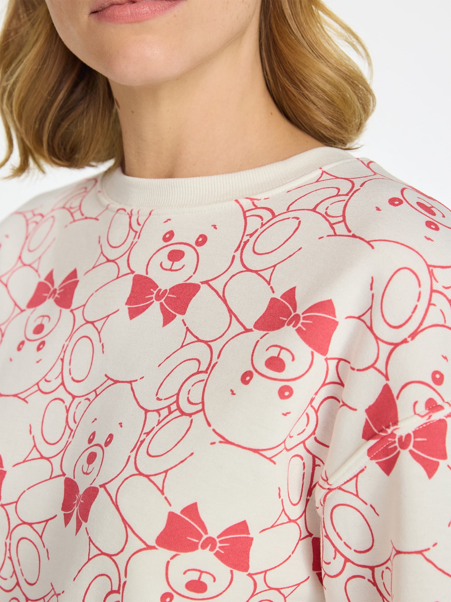 Women's Teddy Bear Graphic Fleece Sweatshirt, Sizes XXS-XXL