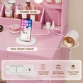 thumbnail image 3 of Homall Vanity Desk with Lights & Mirror, Makeup Vanity Set with Power Outlet & Storage Drawers Shelves for Bedroom, Pink, 3 of 7