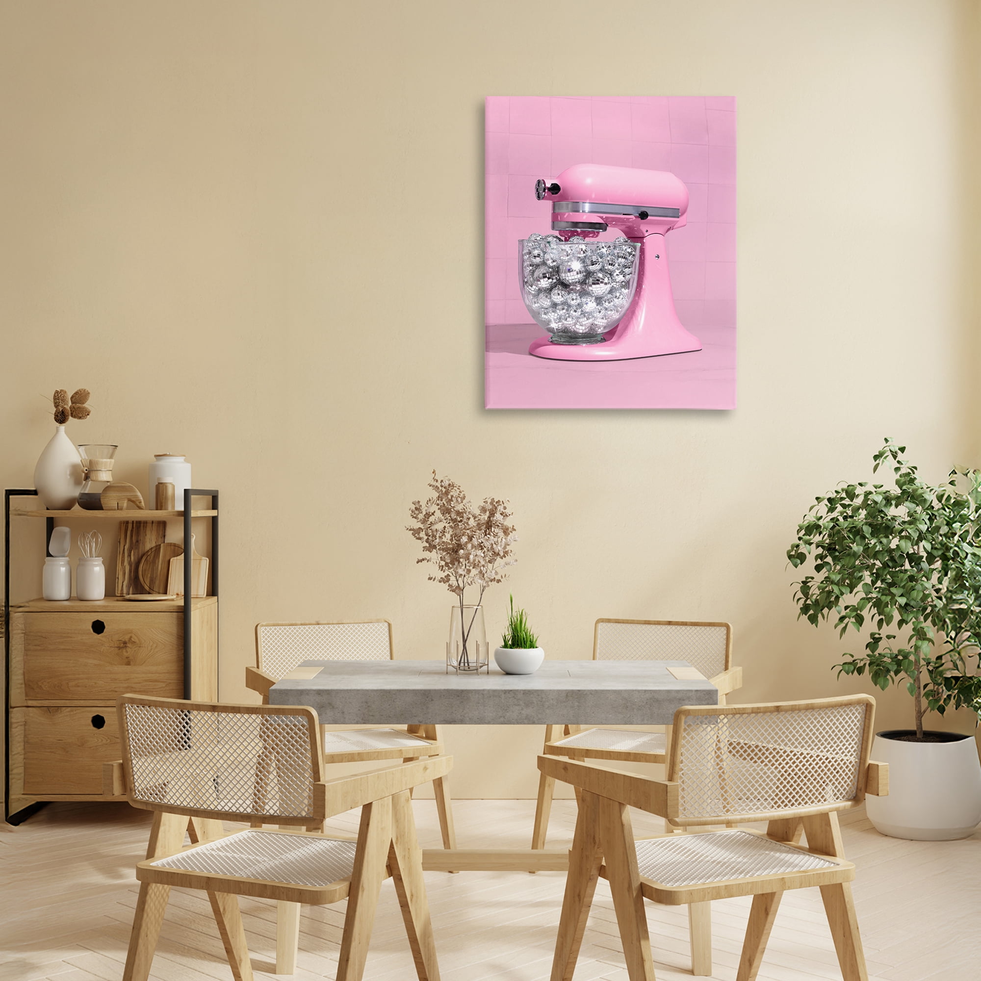 Stupell Industries Disco Kitchen Mixer over Pink Canvas Wall Art, design by LISH Creative