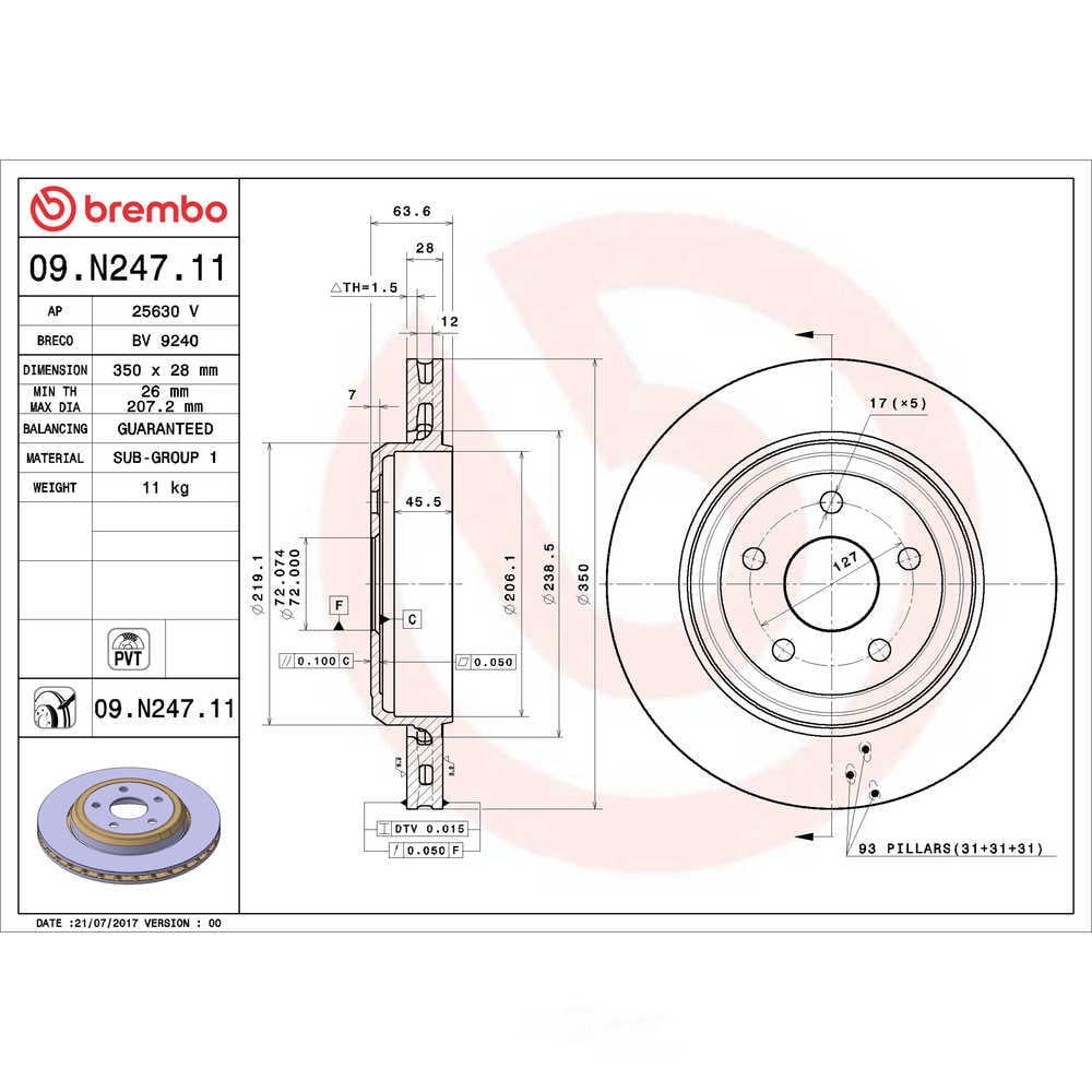Brembo 09.N247.11 PRIME Disc Brake Rotor