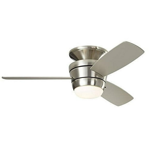 Harbor Breeze Mazon 44-in Brushed Nickel Flush Mount Indoor Ceiling Fan with Light Kit and Remote (3-)