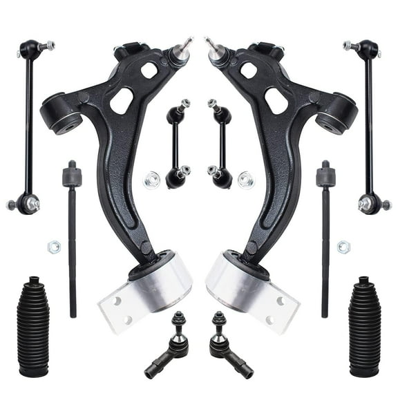 Detroit Axle - Front Lower Control Arm   Sway Bar Link   Inner Outer Tie Rods Replacement for 2005 2006 2007 Ford Five Hundred Freestyle Mercury Montego - 12pc Set