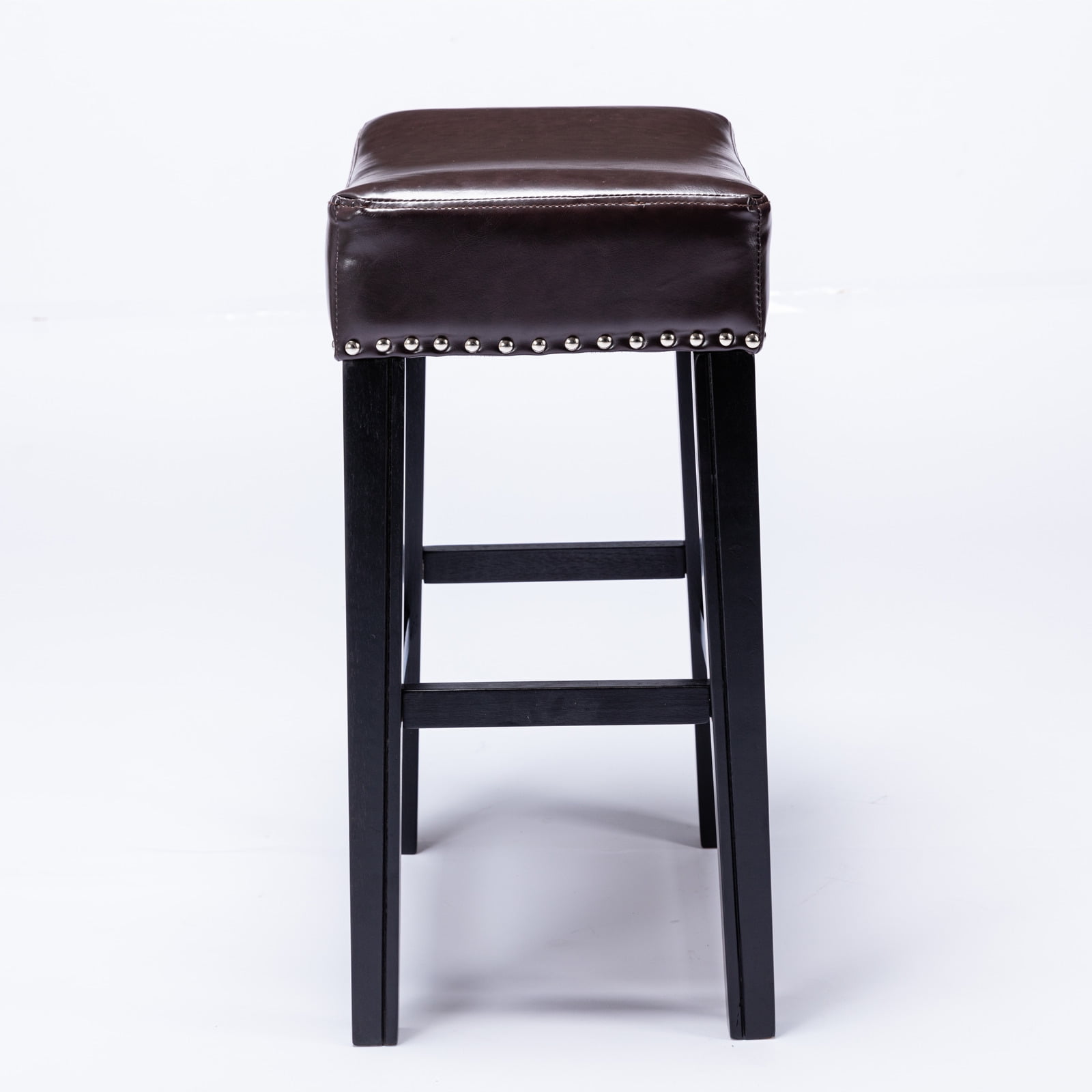 Yardi Yard Leather Backless 26" Bar Stools Set of 2 , Saddle Seat Pub Chair for Kitchen Dining Room, Brown Yardi Yard Leather Backless 26" Bar Stools Set of 2 , Saddle Seat Pub Chair for Kitchen Dining Room, Brown
