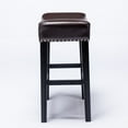 thumbnail image 3 of Counter Height 26" Bar Stools Barrel Seat with Wood Legs Pu Leather Backless Kitchen Island Chair with Thick Cushion for Kitchen Island Coffee(Brown,Set of 6), 3 of 8