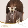 thumbnail image 3 of QUMIIRITY Elegant Silver Butterfly Hair Clip with Cat Eye Stone Pendant Stylish Metal Hairpin for Special Occasion, 3 of 7