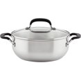 thumbnail image 1 of KitchenAid - Casserole en Acier Inoxydable Brossé avec Couvercle, Compatible avec Cuisinière à Induction (3,8 L/4 Qt), 1 of 8