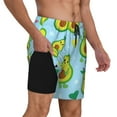 thumbnail image 3 of Haiem Cartoon Avocado Mens Swim Trunks with Compression Liner 2 in 1 Swimming Shorts Stretch Swimwear Quick Dry,Board Shorts-XX-Large, 3 of 9