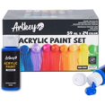 thumbnail image 1 of Set de pintura acrílica Artkey, 24 colores, 59 ml (2 oz) para artistas profesionales y principiantes. Materiales para manualidades y arte: lienzo, madera, tela, piedra, cuero, cerámica, vidrio y huevo, 1 of 7