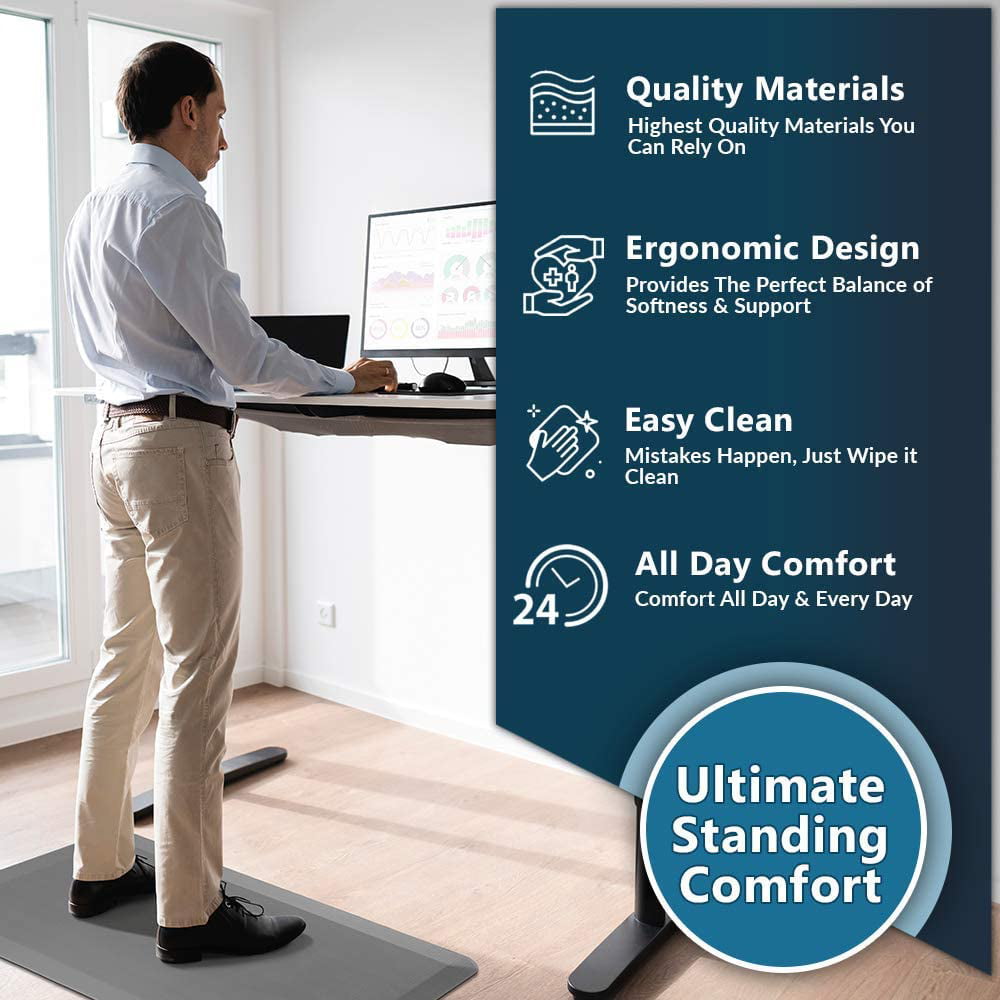 StarTech.com Anti Fatigue Mat for Standing Desk Ergonomic Mat for Sit Stand  Work Desk Large 24 x 36 Non Slip Cushioned Floor Pad - Office Depot