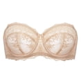 thumbnail image 4 of Sostén DOBREVA Sin Relleno Strapless con Encaje y Aros 32D Beige, 4 of 5