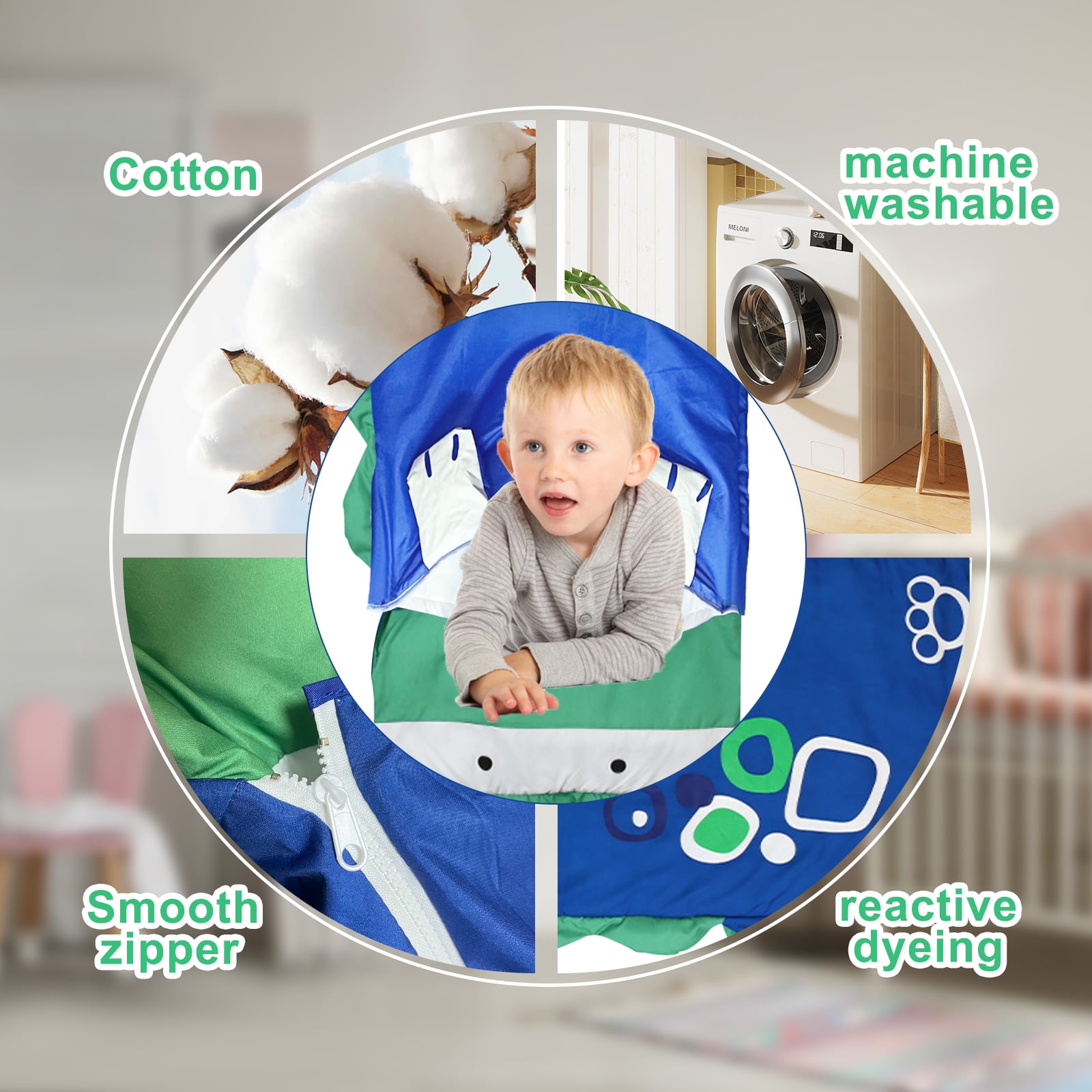 KKL Kids Sleeping Bag,Cartoon Animal Zipper Closure Folding Winter Warm Sleep Sack for Girls Boys,Blue