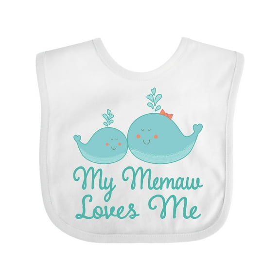 Inktastic Memaw Loves Me Grandchild Whale Boys or Girls Baby Bib