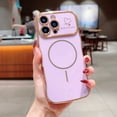 thumbnail image 3 of For iPhone 12 Case Magnetic,for Women Girls Soft Rubber Cute Wave Frame Curly Shape Love Heart Luxury Plating Phone Case Compatible with MagSafe Shockproof Back Cover,Purple, 3 of 10