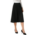 thumbnail image 4 of Women's Pleated Midi Skirt Elastic High Waist A-Line Swing Casual Flowy Long Skirts S Black, 4 of 6