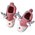 thumbnail image 1 of Closed Back Slippers Thickened Non-skid Cute 3D Elk Winter Slides Fluffy Sandals, 1 of 10