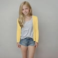 thumbnail image 2 of zbxnLI Girls Cardigan Lightweight Casual Long Sleeve Cropped Cardigans Spring Fall Open Front Outwear, 2 of 8
