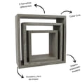 thumbnail image 2 of Set 3 repisas flotantes cuadradas minimalista Gris decora hogar ELLEGANCE HOUSEWARE FS39098, 2 of 5