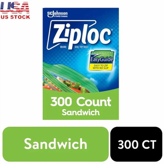 STARLIGHT- Reusable Sandwich Bags 300 Count Grip Seal Easy Open Storage Pack Bpa Free New