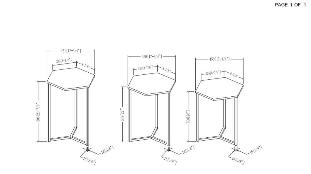 Manor Park Modern Wood Nesting Tables, Set of 3, Dark Walnut/ Gold