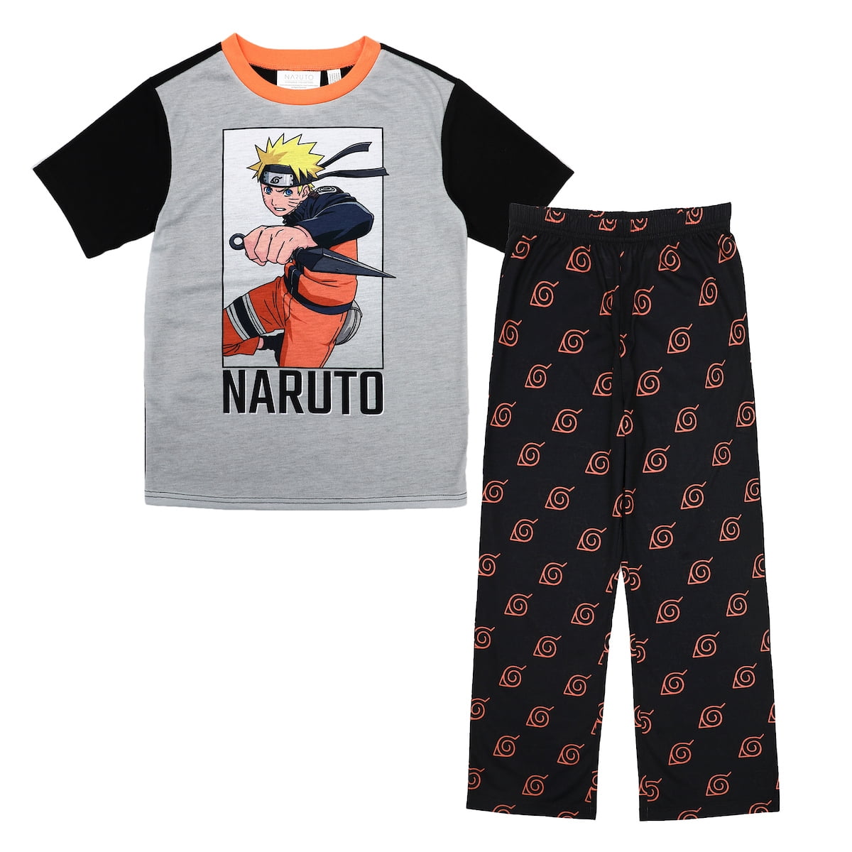 Naruto Shippuden Hidden Leaf Youth Boys Pajama Pants Shirt Set XXL 