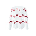 thumbnail image 3 of Aunavey Women's Pullover Sweaters Long Sleeve Crewneck Cute Heart Knitted Sweater Valentine's Day Jumper Top, 3 of 8