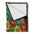thumbnail image 2 of 70s Party Soft Flannel Fleece Blanket, Abstract Woman Portrait Hair Style with Colorful Flowers Sunglasses Lips Graphic, Cozy Plush for Indoor and Outdoor Use, 50" x 60", Multicolor, by Ambesonne, 2 of 5
