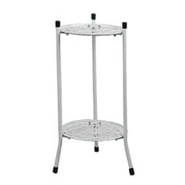 Two-Layer Elegant Metal Stand 7.87" x 2.95" x 4.92" 2-Tier White Metal Plant Stand